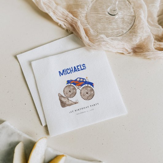 Helder Blauw Monster Truck Papier Servet