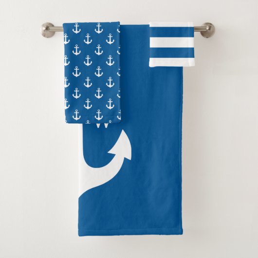 Helder blauw Nautisch monogram Bad Handdoek (Insitu)