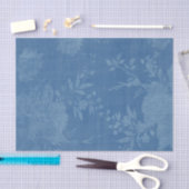 Helder blauw op blauw bloemmotief tissuepapier (Craft)