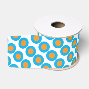 Helder blauw oranje polka stippen modern funky grosgrain lint