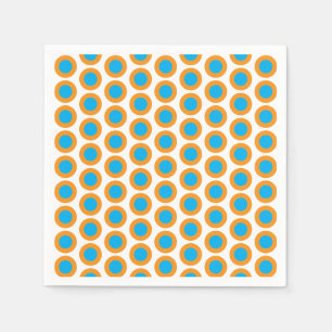 Helder blauw oranje polka stippen modern funky servet