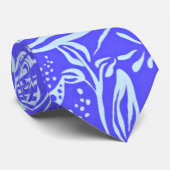 Helder blauw-paarse bloempatroon stropdas (Opgerold)