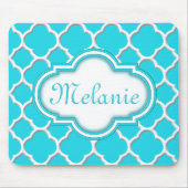 Helder blauw Quatrefoil Trellis Pattern Muismat (Voorkant)