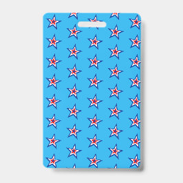 Helder Blauw Rood & Wit Sterrenpatroon Badge