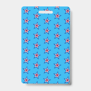 Helder Blauw Rood & Wit Sterrenpatroon Badge
