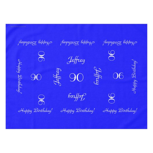 Helder blauw, speciaal aangepast 90e verjaardag, t tafelkleed (Voorkant (Horizontaal))