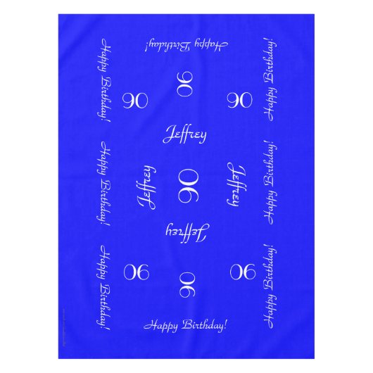 Helder blauw, speciaal aangepast 90e verjaardag, t tafelkleed (Voorkant)