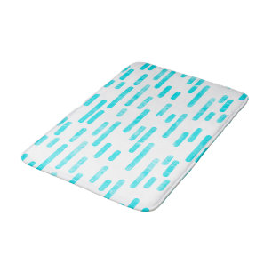 Helder blauw/turquoise afgeronde lijnen patroon badmat