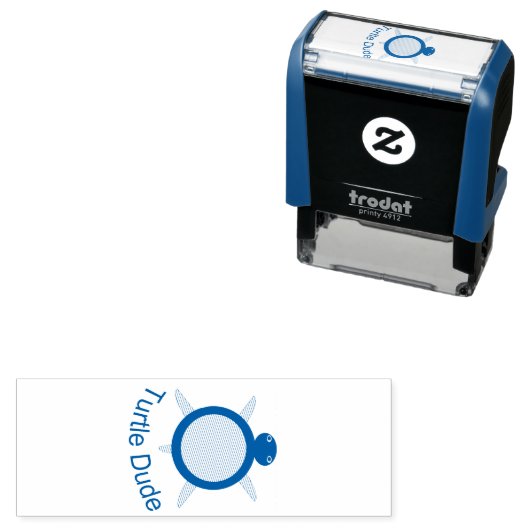 Helder Blauw Turtle Dude Zelf Inking Stamp Zelfinktende Stempel (In situ)