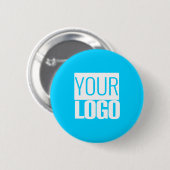 helder blauw - voeg uw logo toe ronde button 5,7 cm (Voorkant /achterkant)