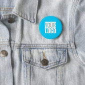 helder blauw - voeg uw logo toe ronde button 5,7 cm (In situ)