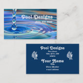 Helder blauw waterdruppels stromend poolontwerp visitekaartje (Voorkant / Achterkant)