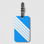 Helder Blauw Wit Gestreept 70s 80s Retro Stripes Bagagelabel (Voorkant (verticaal))