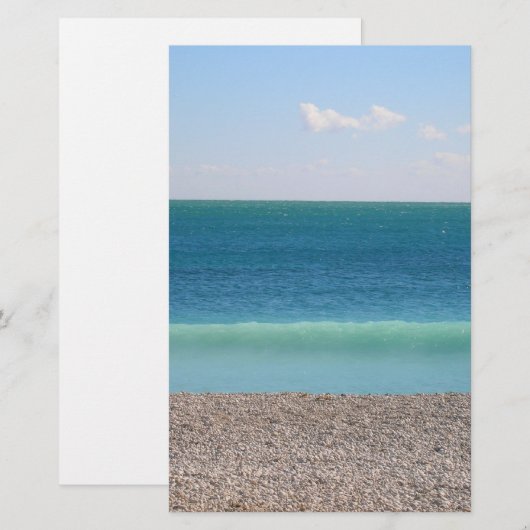 Helder blauw Zee briefpapier (Voorkant / Achterkant)