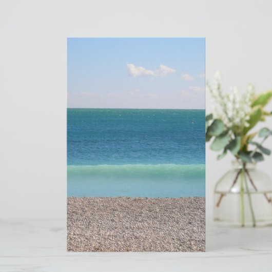 Helder blauw Zee briefpapier (Staand voorkant)