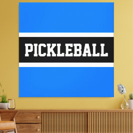 Helder Blauw Zwart Strepen Sportieve PICKLEBALL Te Canvas Afdruk