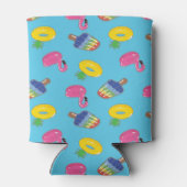 Helder blauw zwembad drijvers patroon gepersonalis blikjeskoeler (Achterkant)