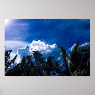Helder blauwe lucht met wolken poster