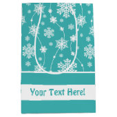 Helder Blauwgroen Blauw Winter Wit Sneeuwvlokpatro Medium Cadeauzakje (Voorkant)