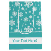 Helder Blauwgroen Blauw Winter Wit Sneeuwvlokpatro Medium Cadeauzakje (Achterkant)