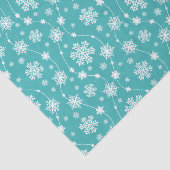 Helder Blauwgroen Blauw Winter Wit Sneeuwvlokpatro Tissuepapier (Detail)