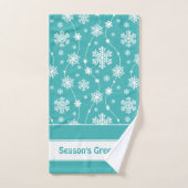 Helder Blauwgroen blauw winterwit Snowflake patroo Bad Handdoek (Handdoek)