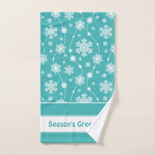 Helder Blauwgroen blauw winterwit Snowflake patroo Bad Handdoek (Handdoek)