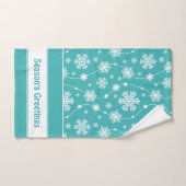 Helder Blauwgroen blauw winterwit Snowflake patroo Bad Handdoek (Handdoek)