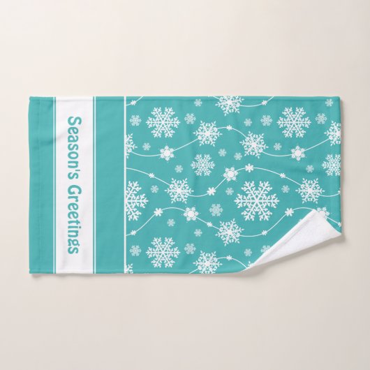 Helder Blauwgroen blauw winterwit Snowflake patroo Bad Handdoek (Handdoek)
