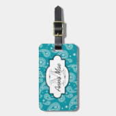 Helder Blauwgroen en wit Bagagelabel van Paisley (Voorkant verticaal)