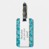 Helder Blauwgroen en wit Bagagelabel van Paisley (Achterkant verticaal)