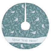 Helder Blauwgroen groen winterwit vogelbloemmotief Kerstboom Rok (Voorkant)