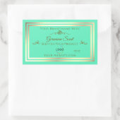 Helder Blauwgroen Product Label met Goud Lijst en (Tas)