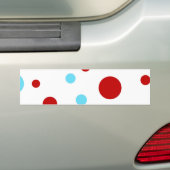 Helder Blauwgroen Turquoise Red White Polka Dots P Bumpersticker (Op auto)