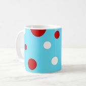 Helder Blauwgroen Turquoise Red White Polka Dots P Koffiemok (Voorkant links)