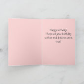 Helder Bloem&Cute Kat met Hoed&Hart Verjaardag  Kaart (Binnen)