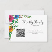 Helder Bloem Lente Zomer Bruiloft QR code RSVP Kaartje (Voorkant)