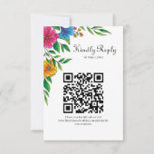 Helder Bloem Lente Zomer Bruiloft QR code RSVP Kaartje (Voorkant)