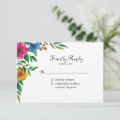 Helder Bloem Lente Zomer Bruiloft QR code RSVP Kaartje (Staand voorkant)