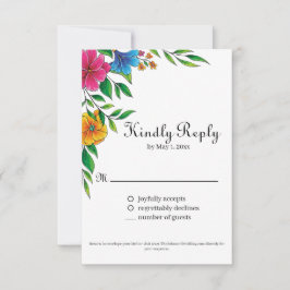 Helder Bloem Lente Zomer Bruiloft RSVP Kaartje