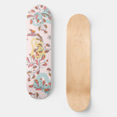Helder, bloem verborgen kattenpatroon, roze basis persoonlijk skateboard (Voorkant)