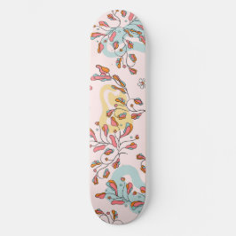 Helder, bloem verborgen kattenpatroon, roze basis persoonlijk skateboard