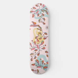 Helder, bloem verborgen kattenpatroon, roze basis persoonlijk skateboard