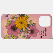 Helder bloemboeket op roze iPhone Case (Achterkant (horizontaal))