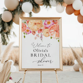 Helder Bloemen en Citrus Bruiloftsontvangst Poster
