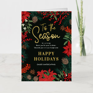Helder Bloemen FOIL Zakelijke Kerstkaart Folie Wenskaart