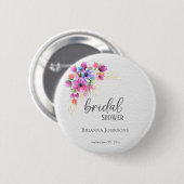 Helder Bloemen Gouden Groene Bruidsdiner Ronde Button 5,7 Cm (Voorkant /achterkant)