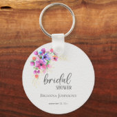 Helder Bloemen Gouden Groene Bruidsdouche Sleutelhanger (Voorkant)