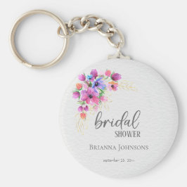 Helder Bloemen Gouden Groene Bruidsdouche Sleutelhanger