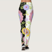 Helder Bloemen Pop Kunst Schilderen Bi-Color Patte Leggings (Achterkant)